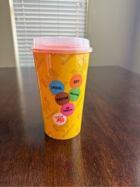 Yellow Whataburger Cup with Lid — Graphic Order Dots
